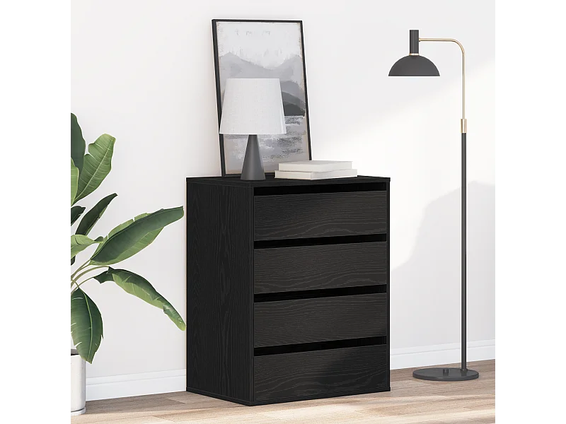 Commode Chêne Noir 60x41x76 cm Bois d'ingénierie