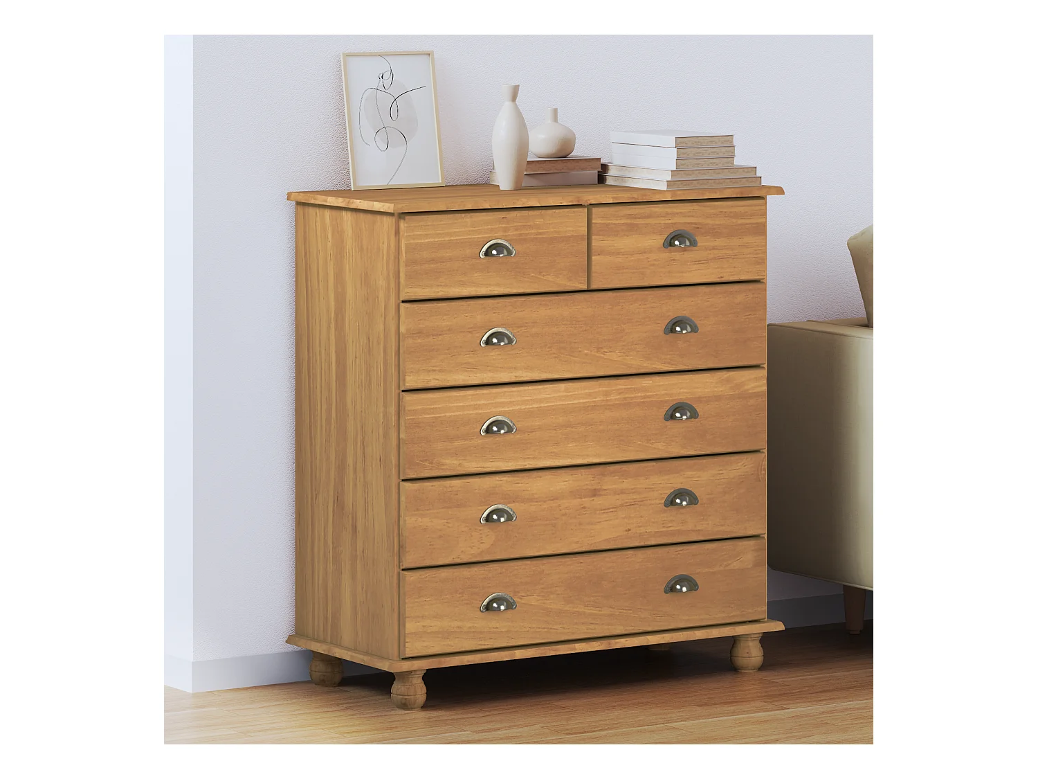 Commode 91x40x95.5 cm Bois Massif de Pin
