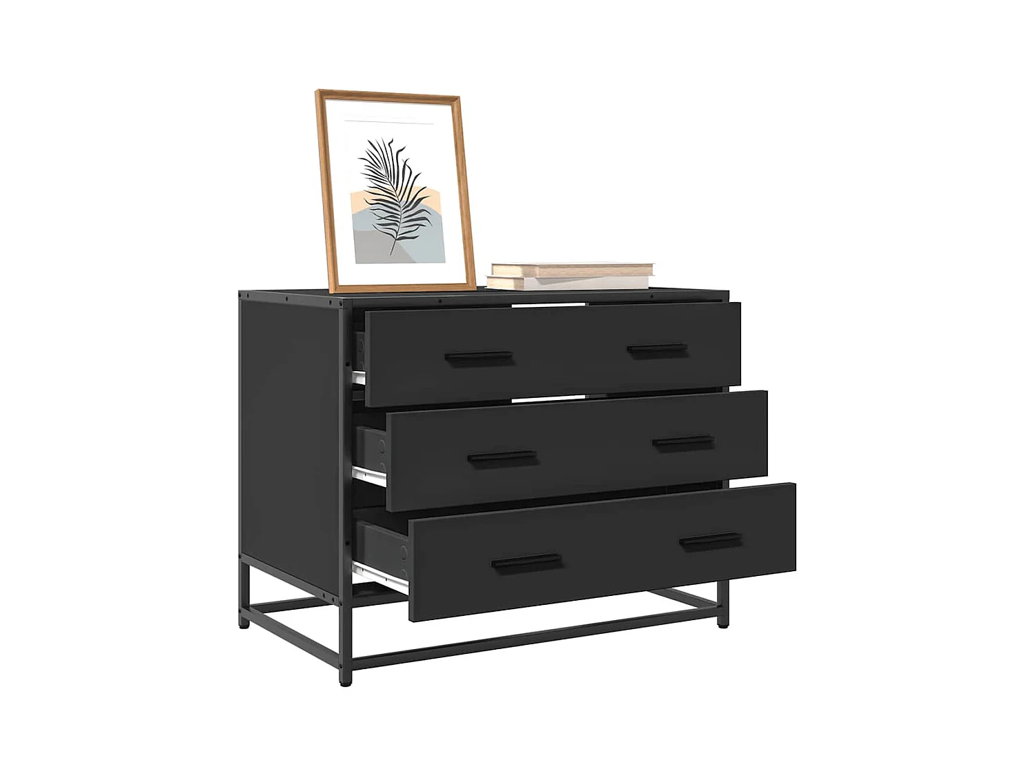 Armoire à tiroirs noir 70x41x56 cm bois d'ingénierie