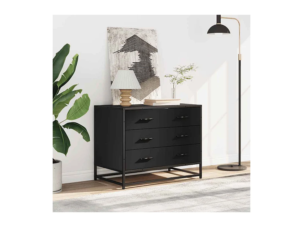 Armoire à tiroirs noir 70x41x56 cm bois d'ingénierie