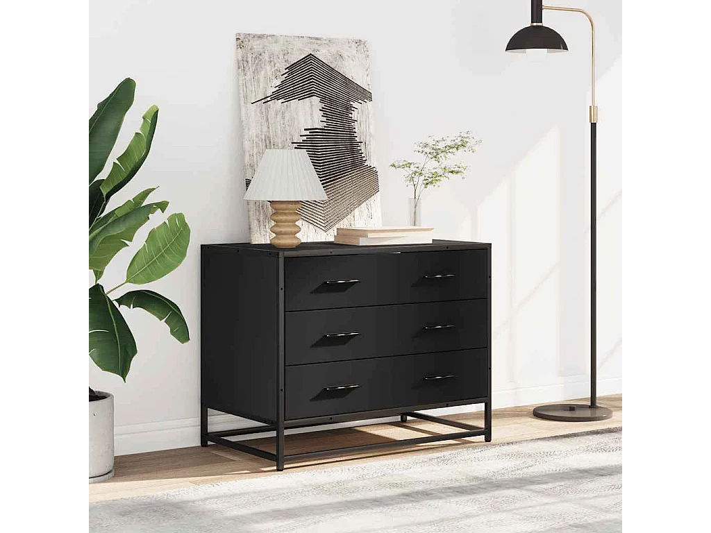 Armoire à tiroirs noir 70x41x56 cm bois d'ingénierie
