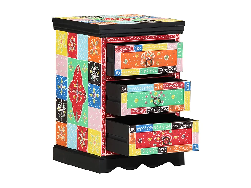 Meuble de rangement Multicolore 40x40x60 cm en bois de mangue massif