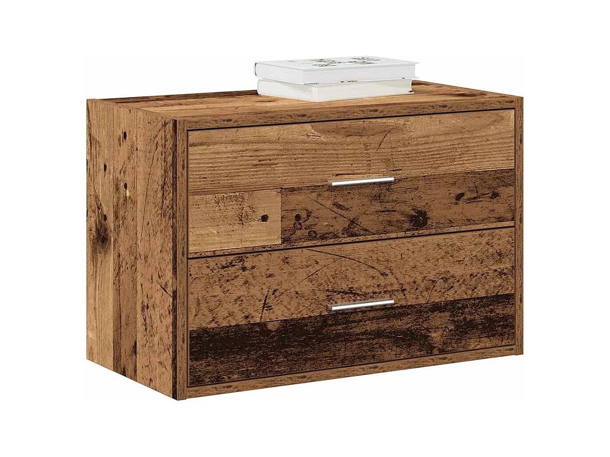 Armoire avec 2 tiroirs vieux bois 60x31x40 cm bois d'ingénierie