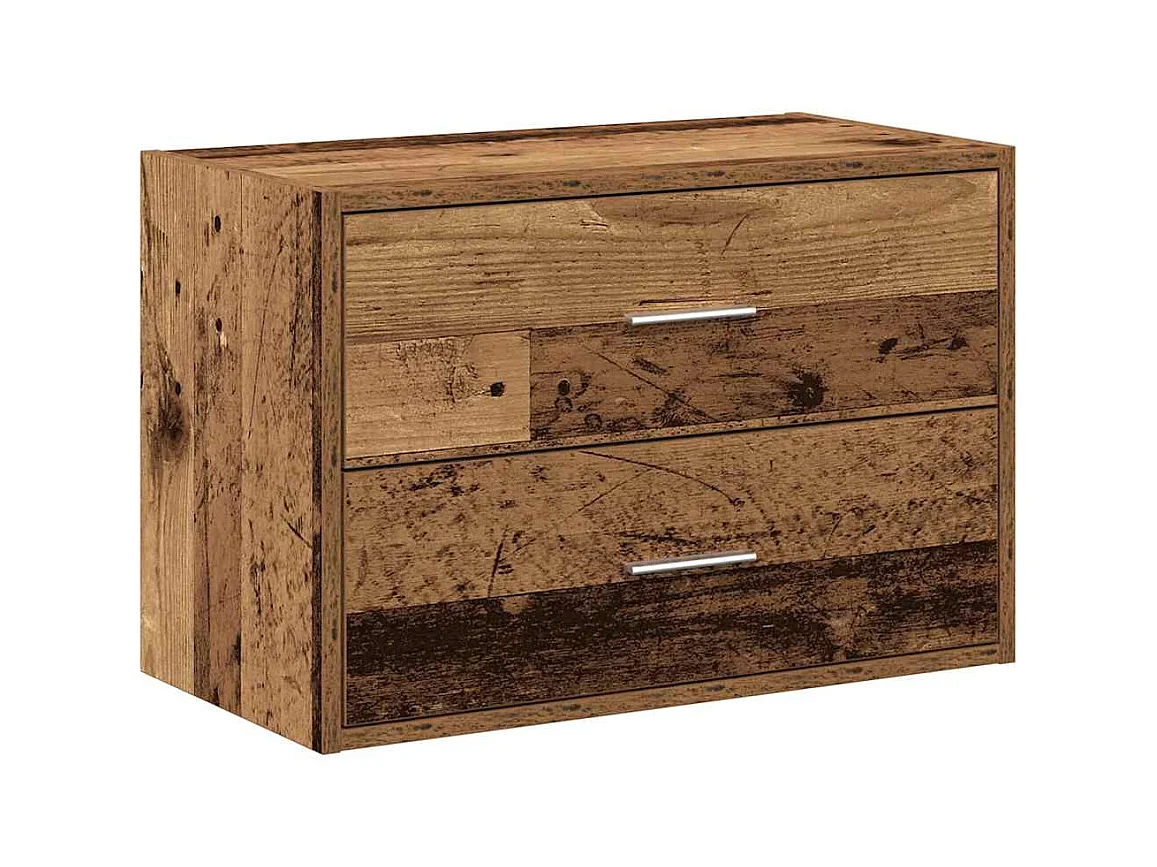 Armoire avec 2 tiroirs vieux bois 60x31x40 cm bois d'ingénierie