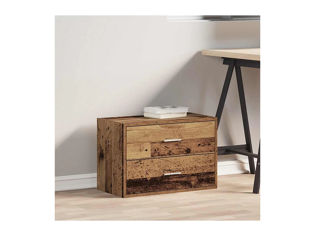 Armoire avec 2 tiroirs vieux bois 60x31x40 cm bois d'ingénierie