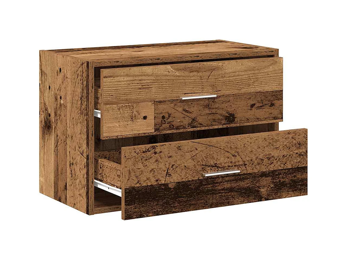 Armoire avec 2 tiroirs vieux bois 60x31x40 cm bois d'ingénierie