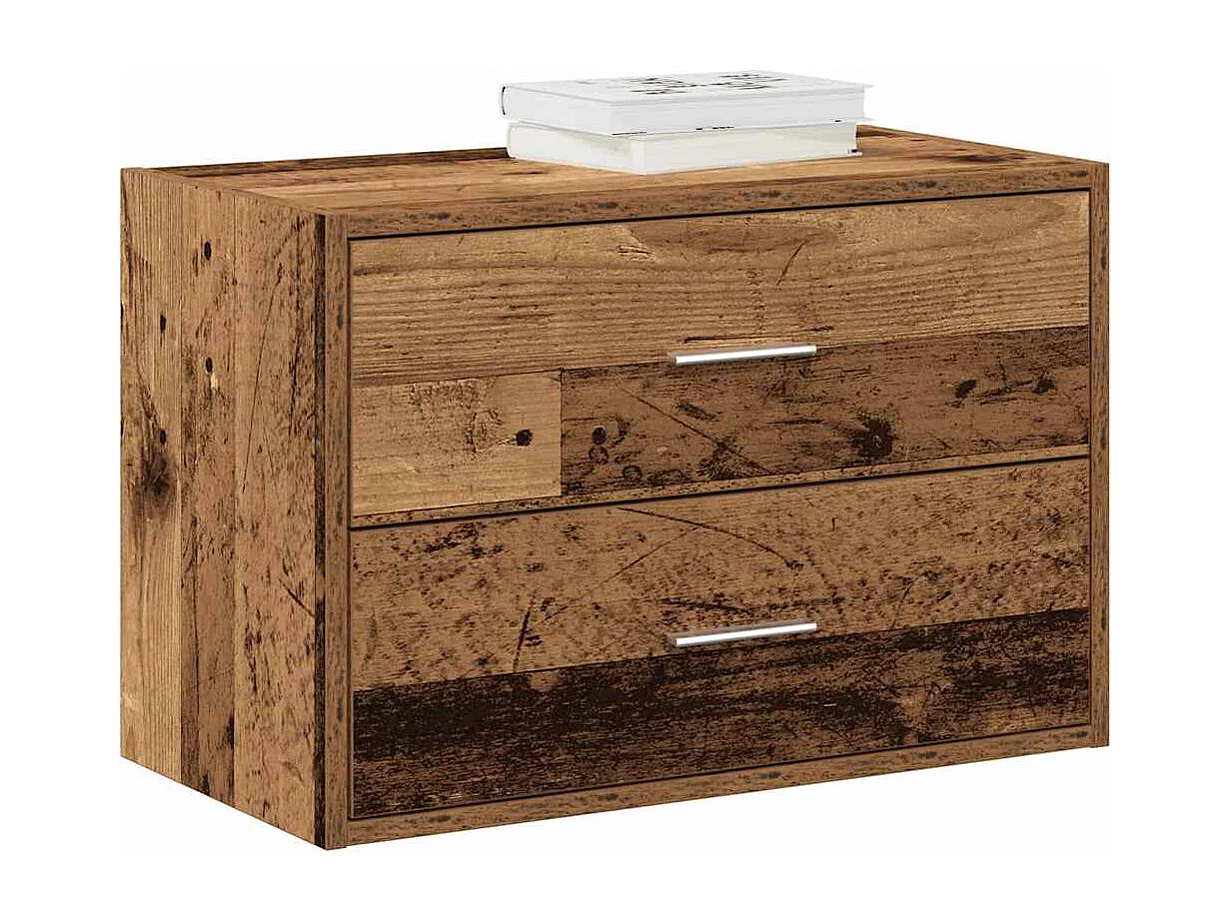 Armoire avec 2 tiroirs vieux bois 60x31x40 cm bois d'ingénierie