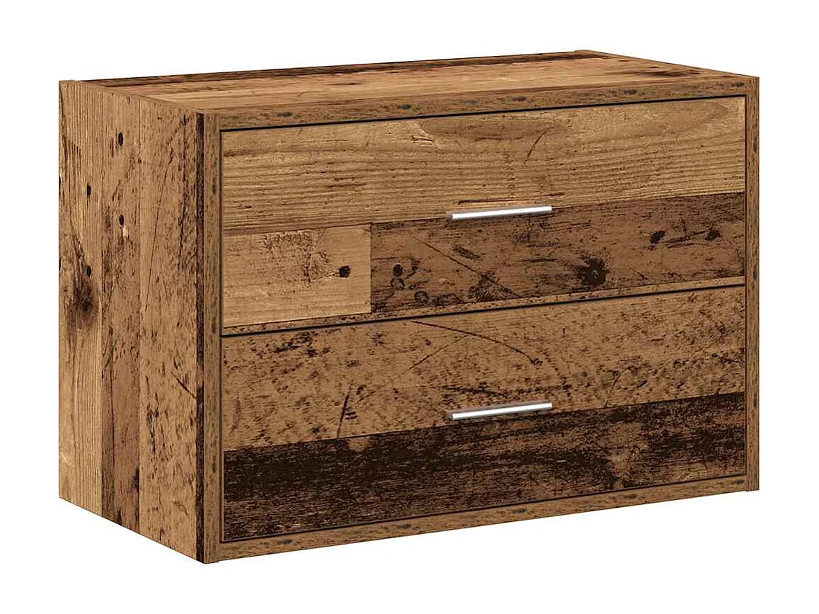 Armoire avec 2 tiroirs vieux bois 60x31x40 cm bois d'ingénierie