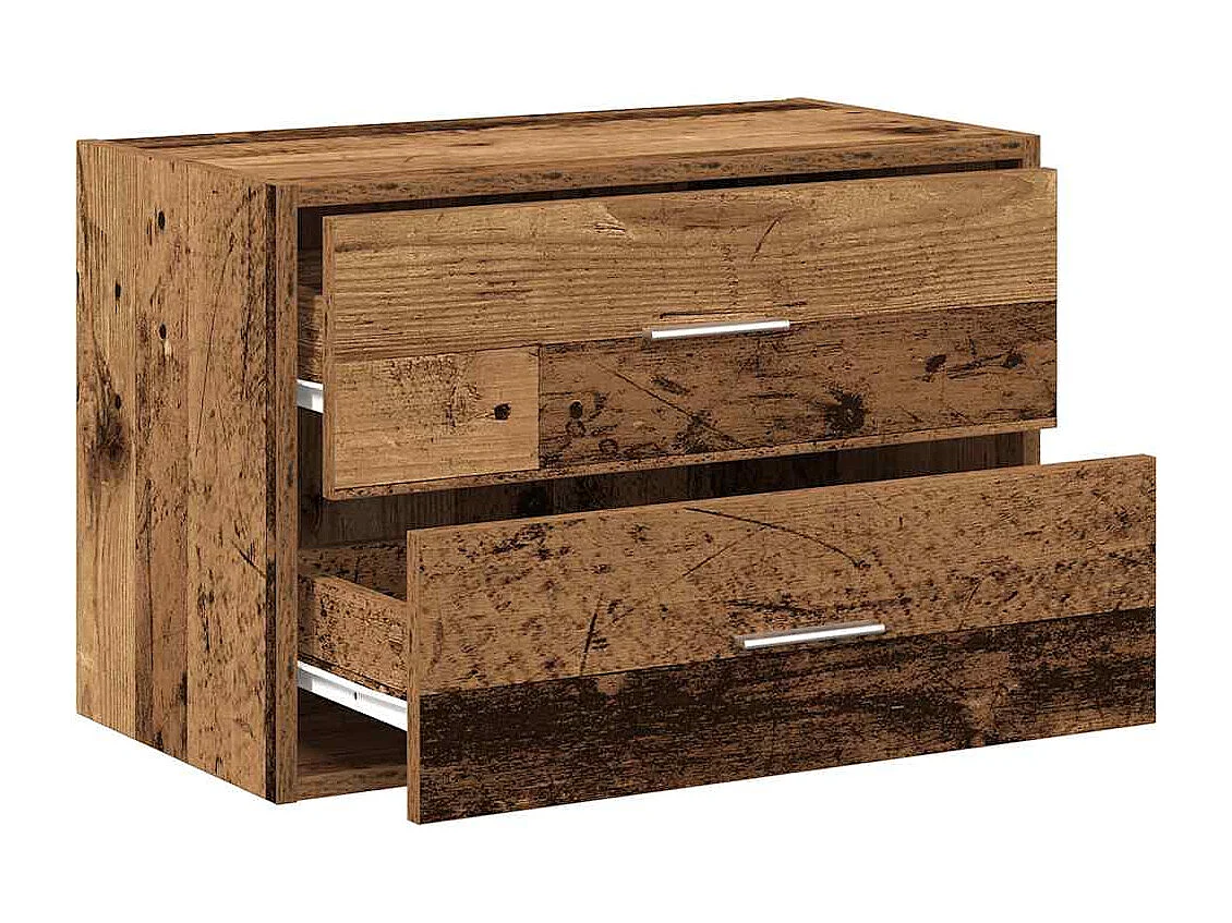 Armoire avec 2 tiroirs vieux bois 60x31x40 cm bois d'ingénierie
