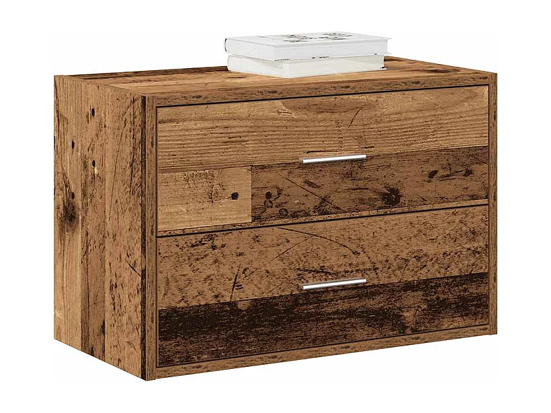 Armoire avec 2 tiroirs vieux bois 60x31x40 cm bois d'ingénierie