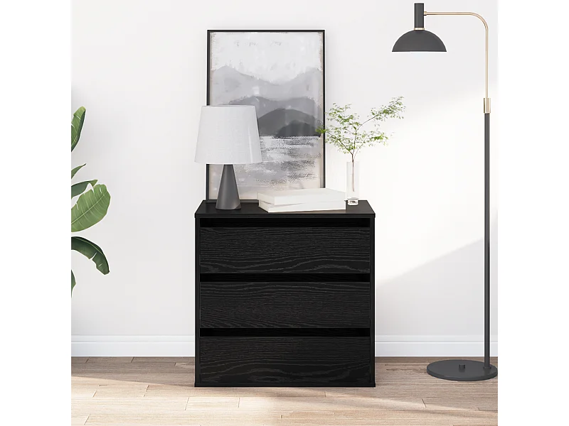 Zwarte eikenhouten hoekladekast 60x41x58 cm, bewerkt hout