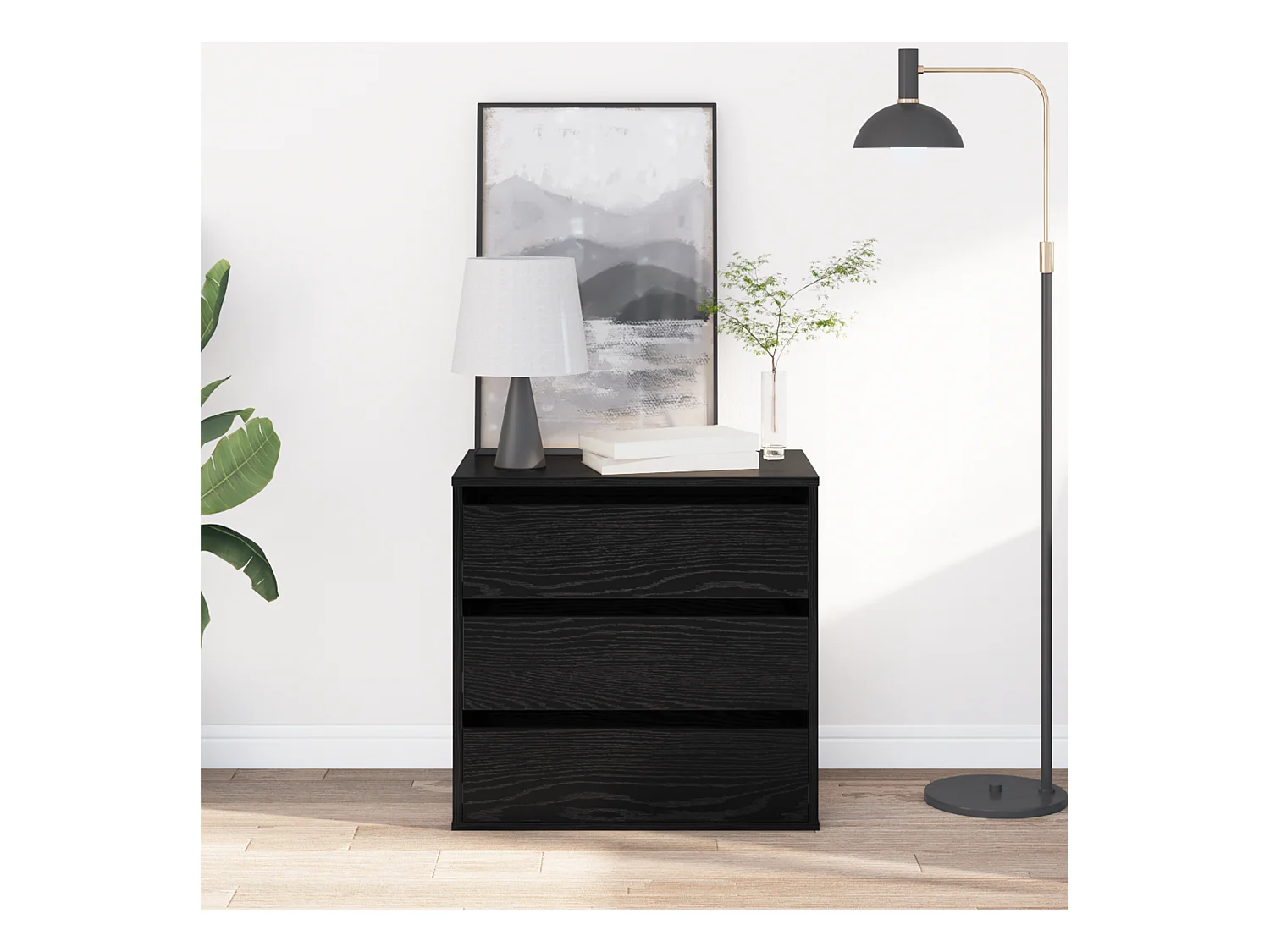 Commode d'angle Chêne noir 60x41x58 cm Bois d'ingénierie