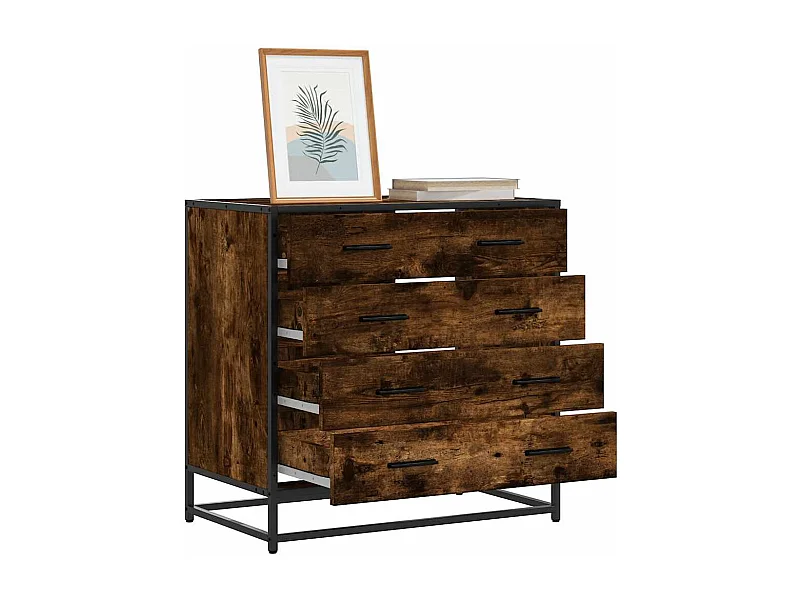 Gerookte eikenhouten ladekast 70x41x70 cm bewerkt hout