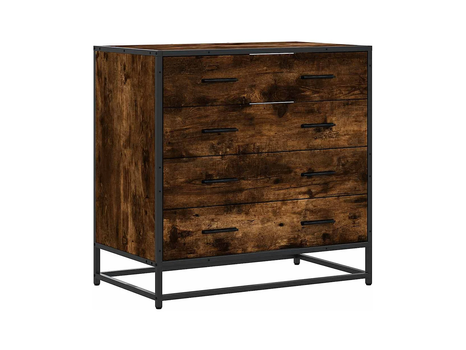 Gerookte eikenhouten ladekast 70x41x70 cm bewerkt hout