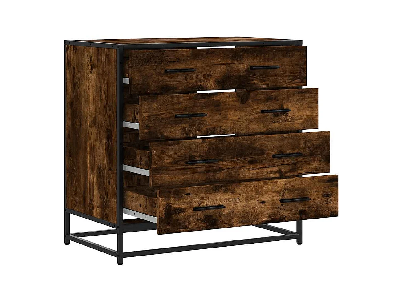 Gerookte eikenhouten ladekast 70x41x70 cm bewerkt hout