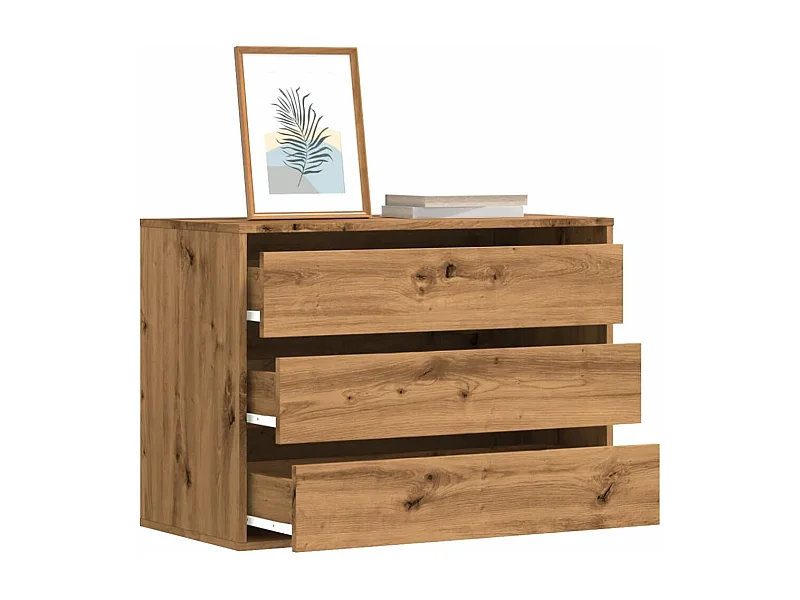 Cassettiera angolare in rovere realizzata artigianalmente 80x41x58 cm in legno ingegnerizzato