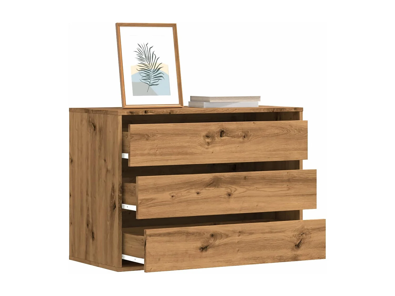 Commode d'angle chêne artisanal 80x41x58 cm bois d'ingénierie