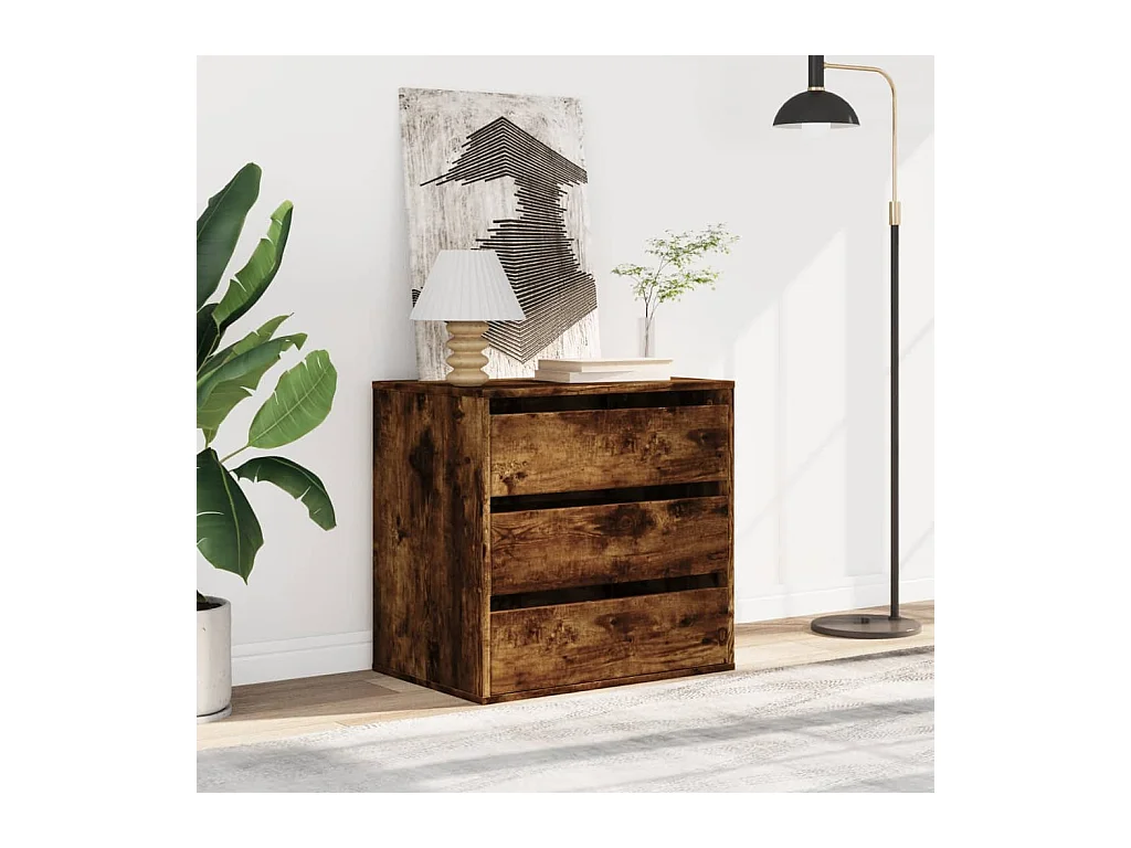 Gerookte eikenhouten hoekladekast 60x41x58 cm bewerkt hout