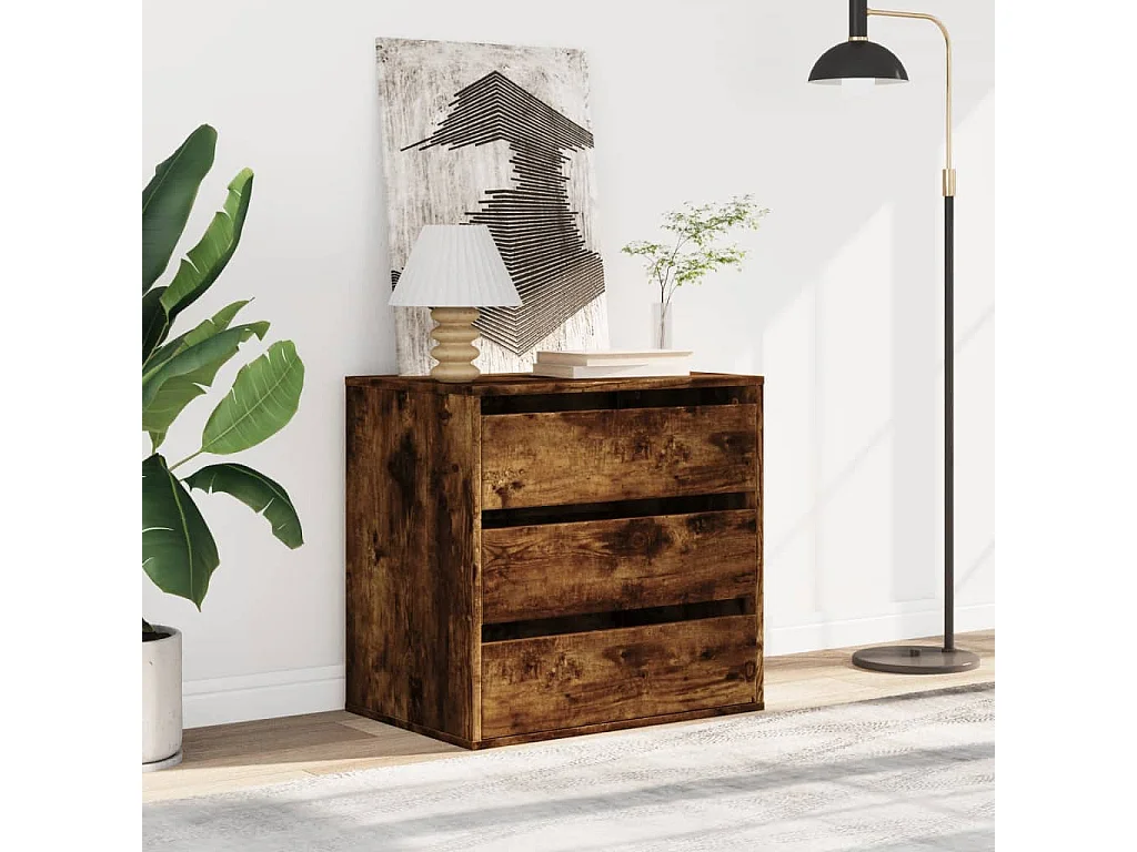 Commode d'angle chêne fumé 60x41x58 cm bois d'ingénierie