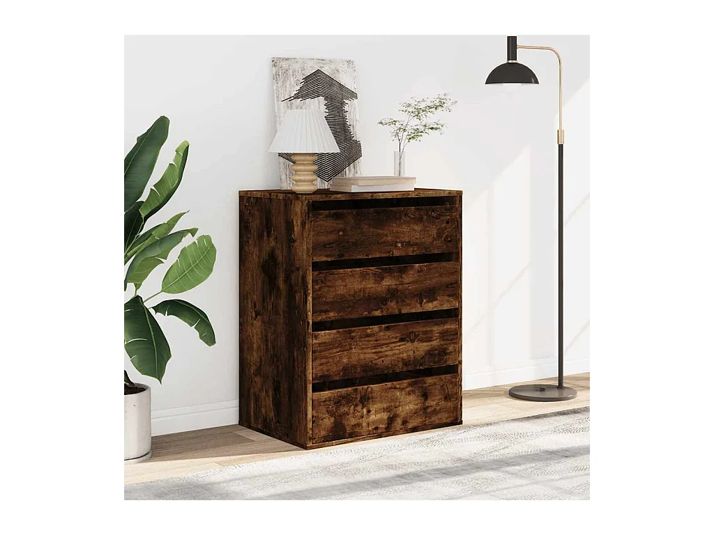 Gerookte eikenhouten hoekladekast 60x41x76 cm bewerkt hout