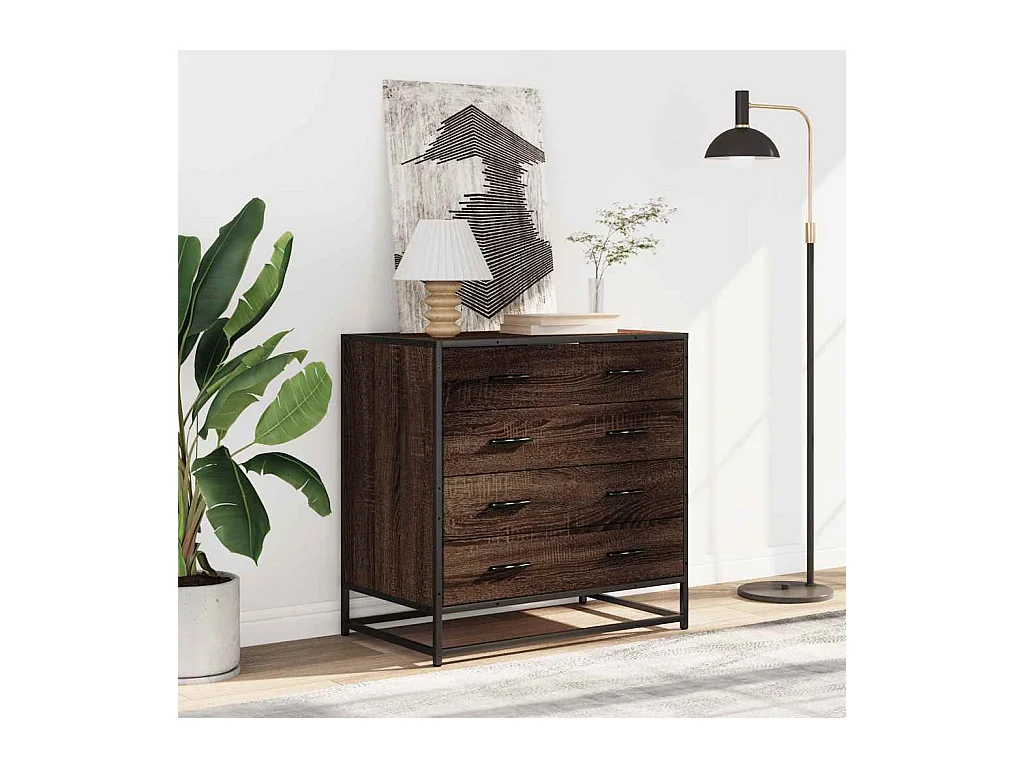 Commode chêne marron 70x41x70 cm bois d'ingénierie