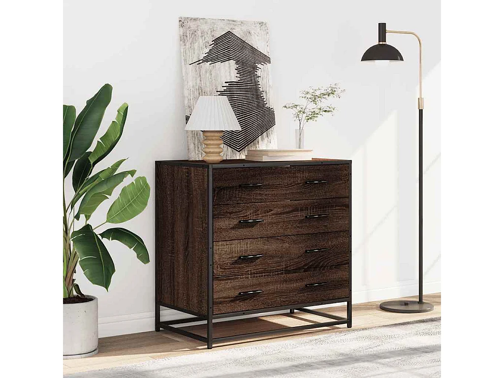 Commode chêne marron 70x41x70 cm bois d'ingénierie