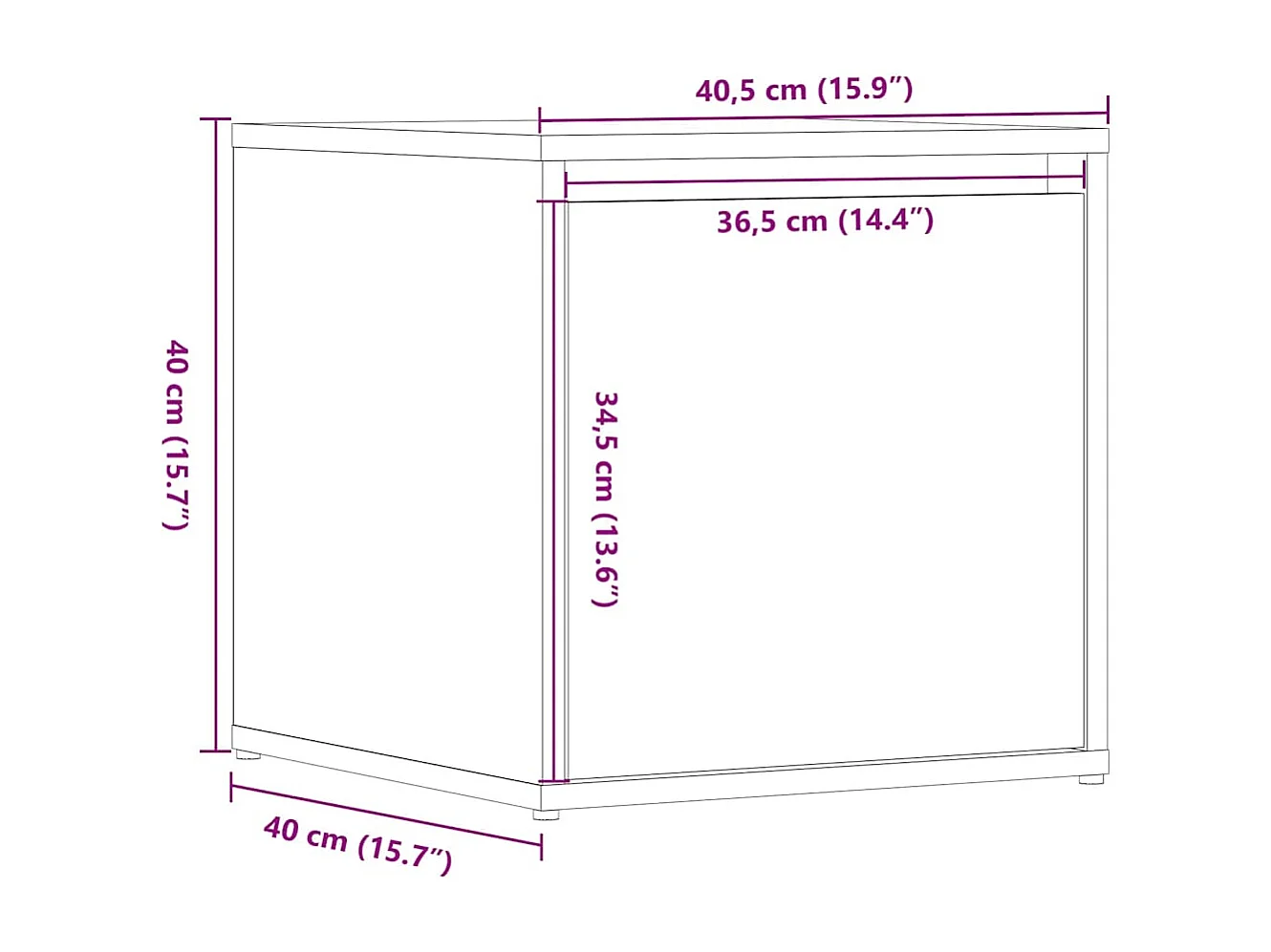 Tiroir boîte vieux bois 40,5x40x40 cm bois d'ingénierie