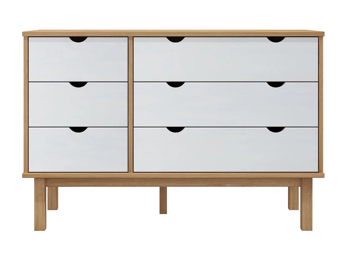 Commode  marron et blanc 111x43x73,5 cm bois de pin massif