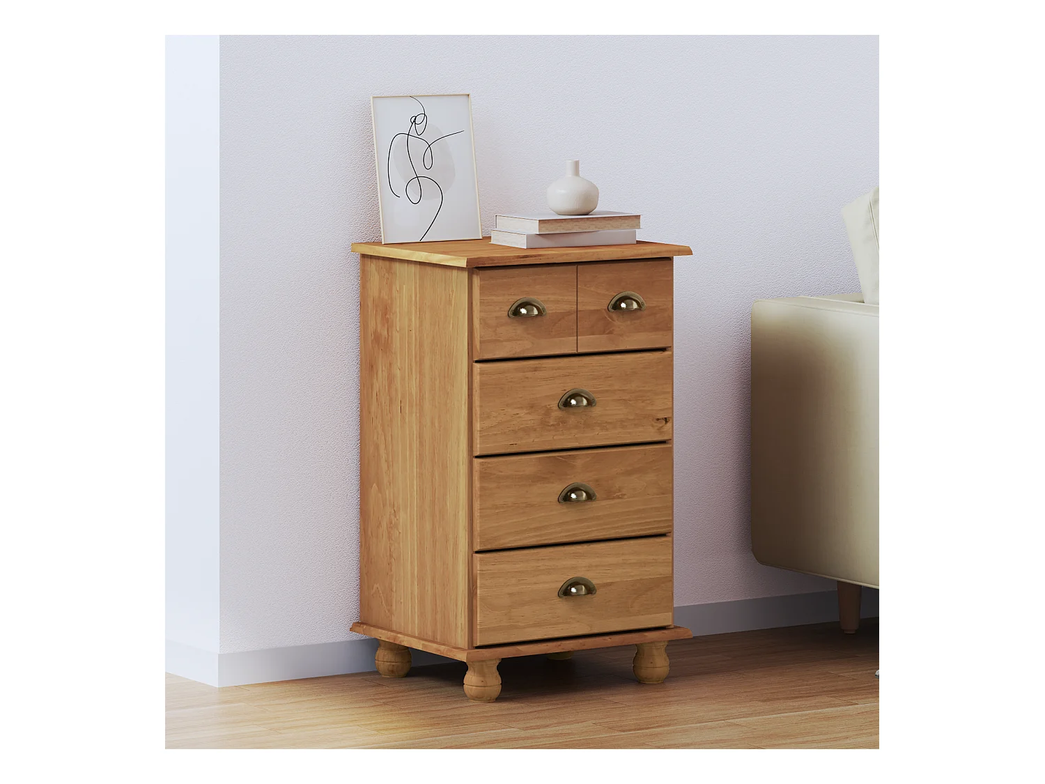 Commode Marron 45,8x40x79 cm Bois massif Pin