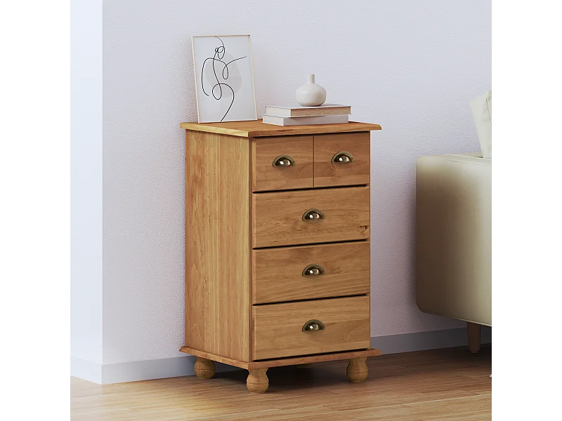 Commode Marron 45,8x40x79 cm Bois massif Pin