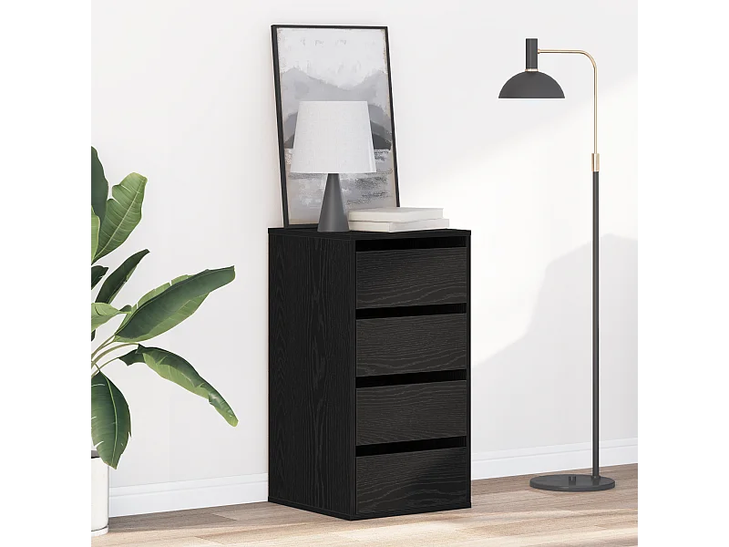 Commode d'angle Chêne Noir 40x41x76 cm Bois d'ingénierie