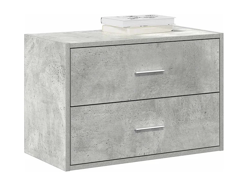 Kast met 2 lades, betongrijs, 60x31x40 cm, bewerkt hout