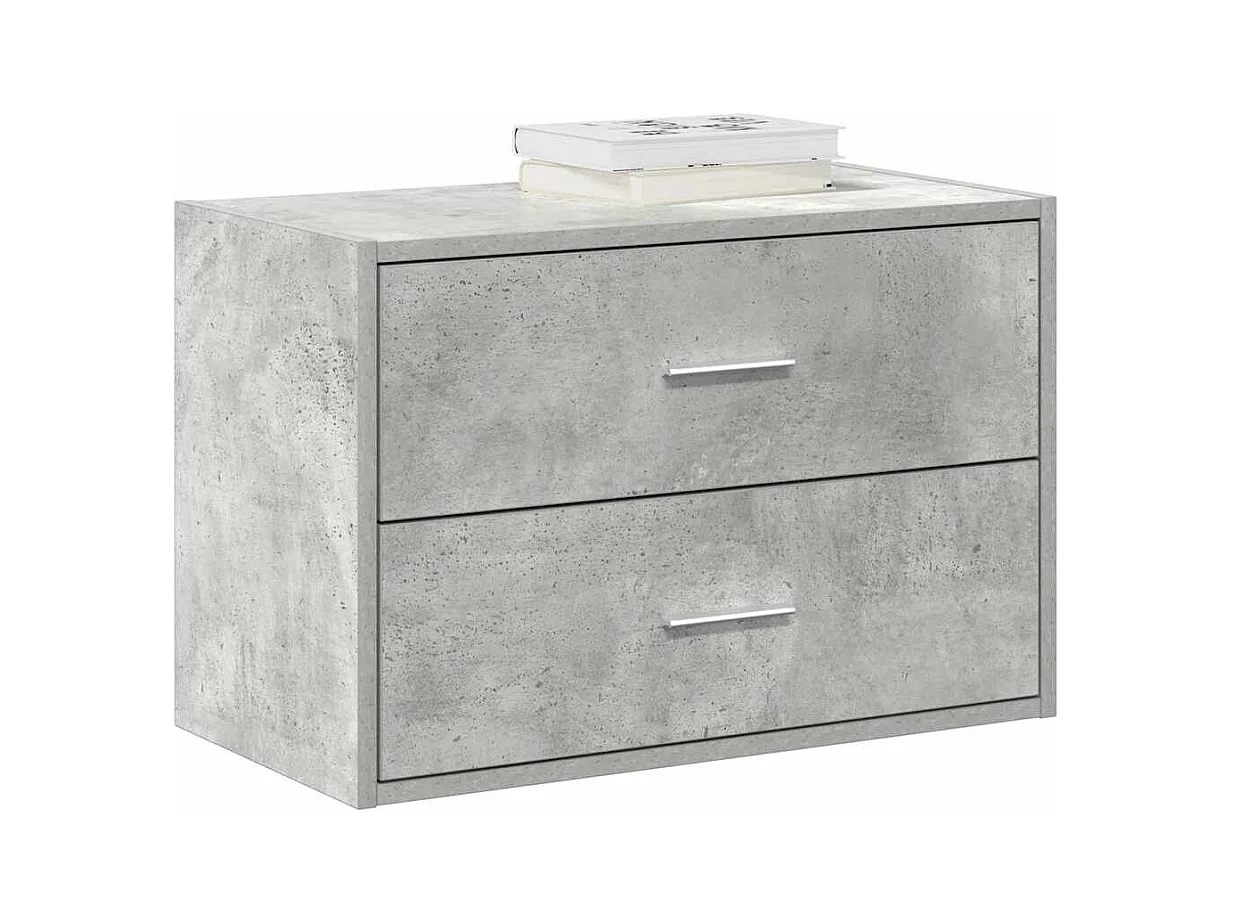 Kast met 2 lades, betongrijs, 60x31x40 cm, bewerkt hout
