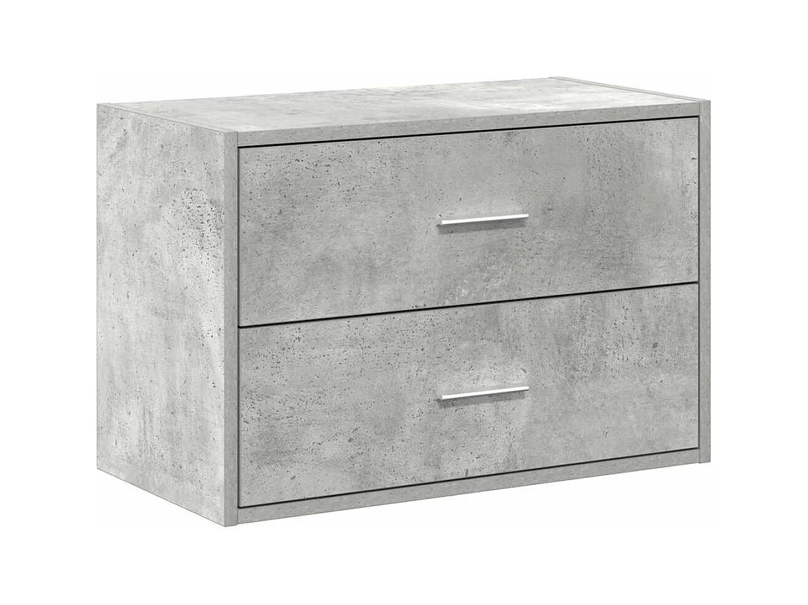 Kast met 2 lades, betongrijs, 60x31x40 cm, bewerkt hout