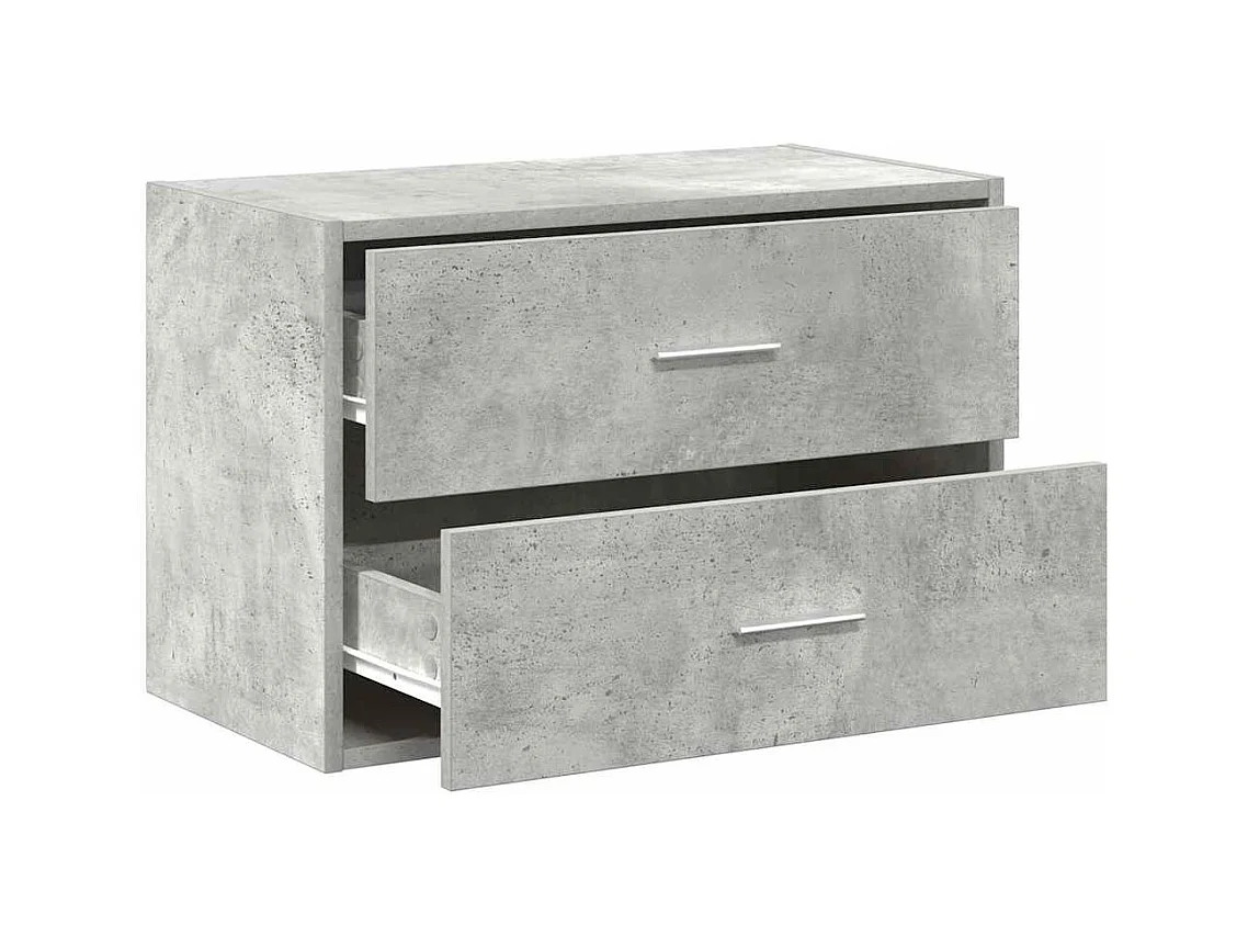 Kast met 2 lades, betongrijs, 60x31x40 cm, bewerkt hout