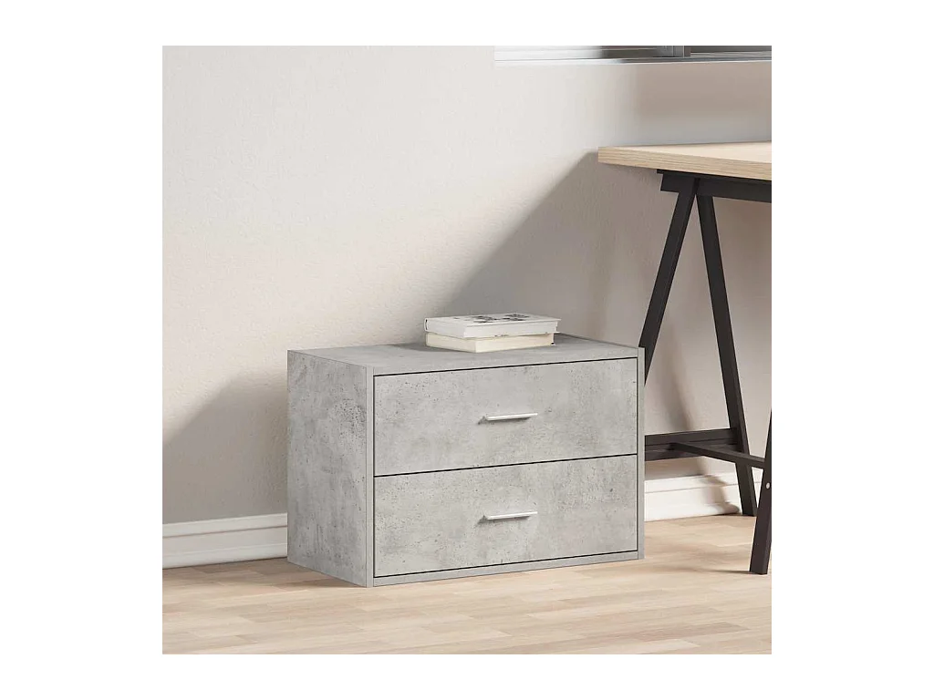 Kast met 2 lades, betongrijs, 60x31x40 cm, bewerkt hout