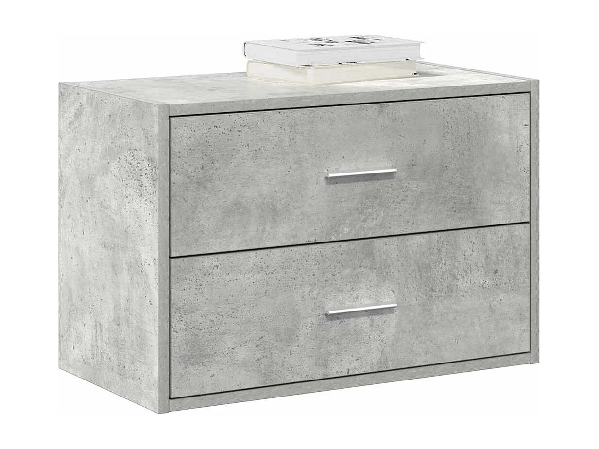 Armoire avec 2 tiroirs gris béton 60x31x40 cm bois d'ingénierie
