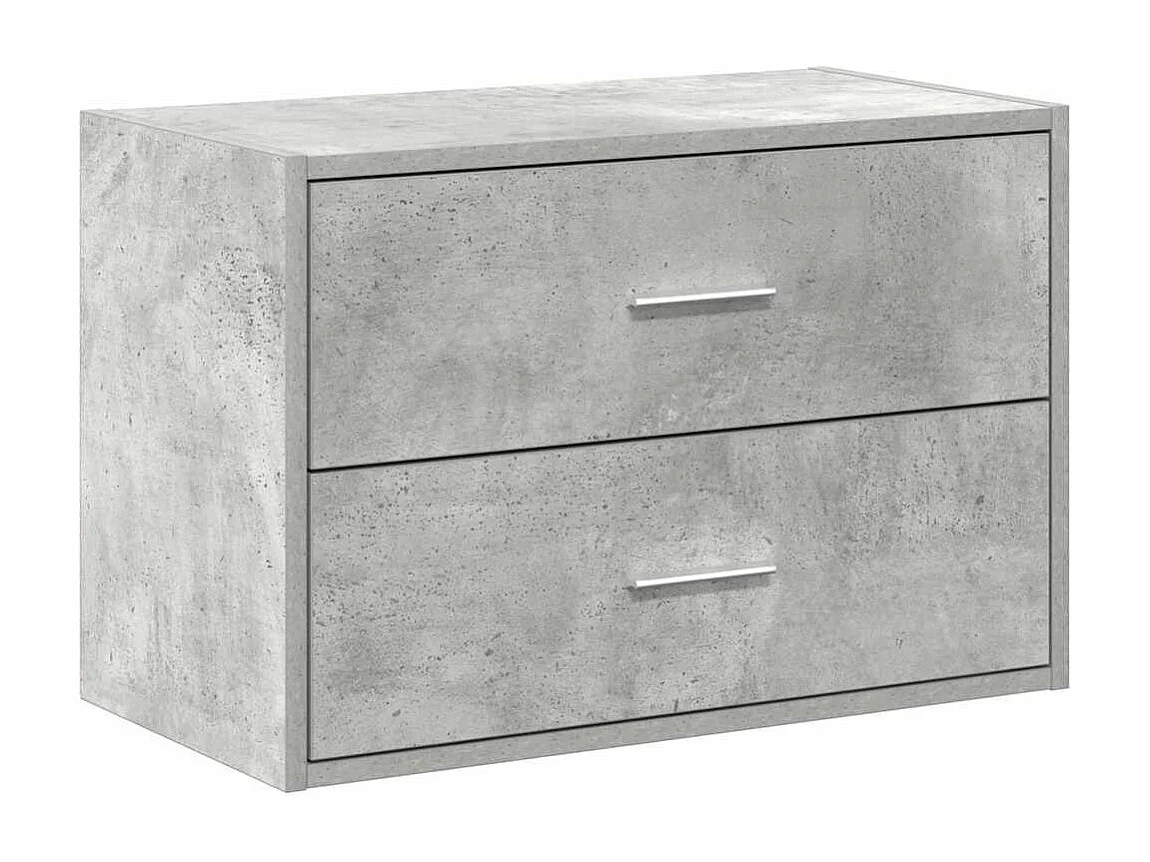Armoire avec 2 tiroirs gris béton 60x31x40 cm bois d'ingénierie