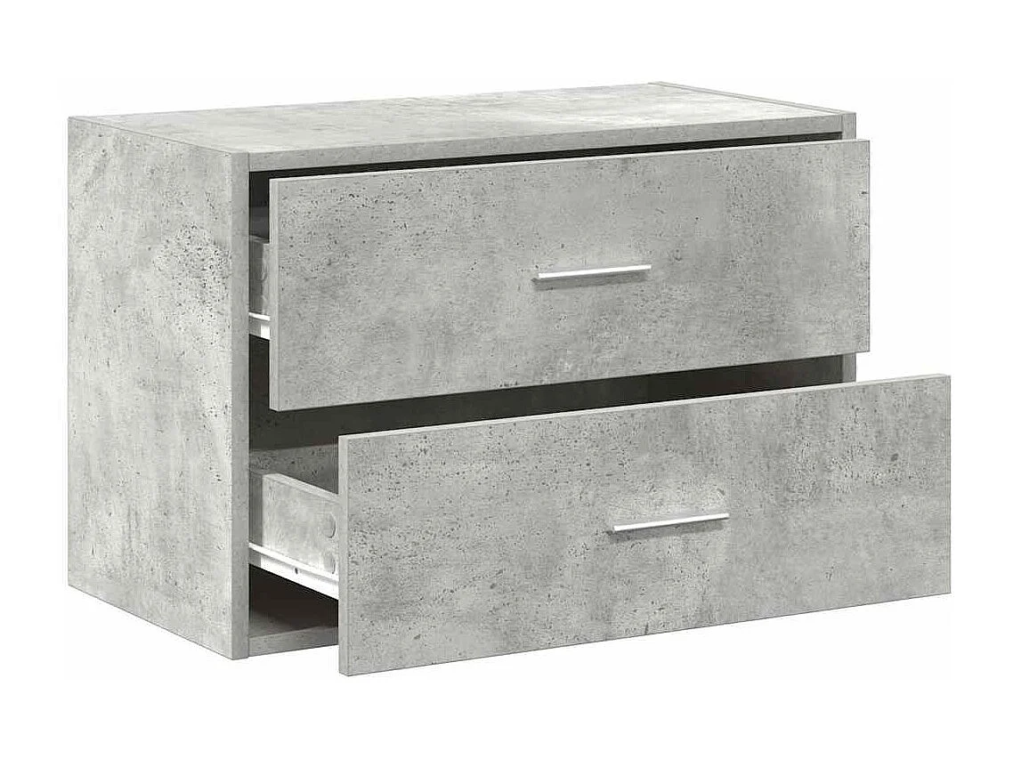 Armoire avec 2 tiroirs gris béton 60x31x40 cm bois d'ingénierie