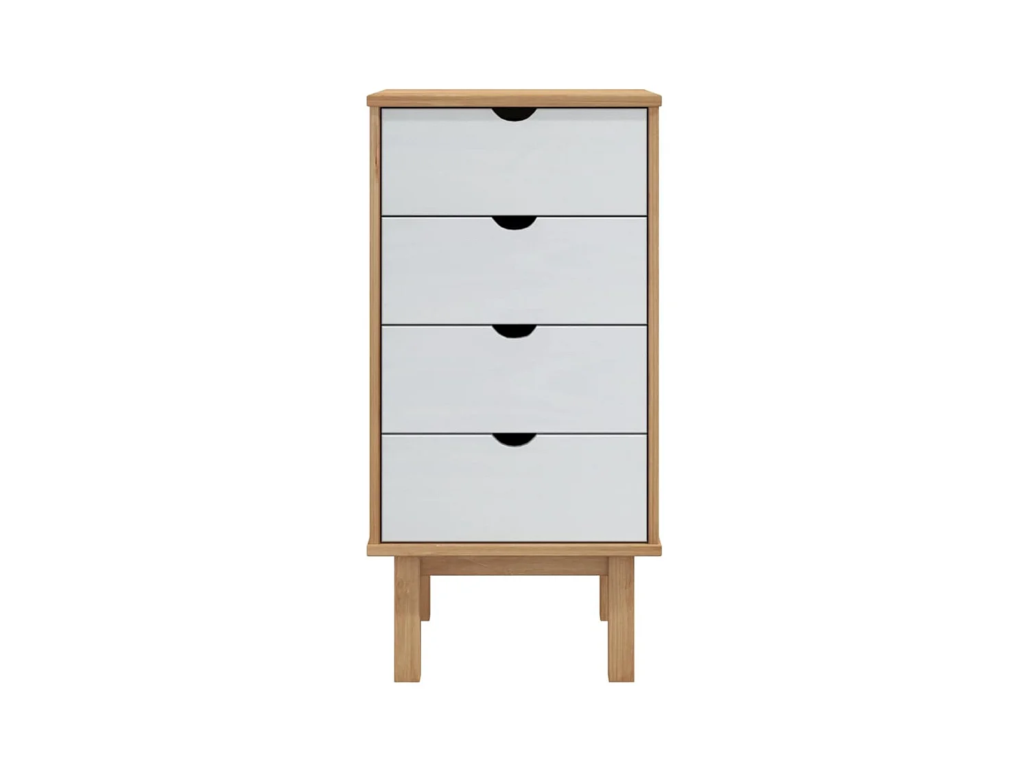 Commode  marron et blanc 45x39x90 cm bois de pin massif