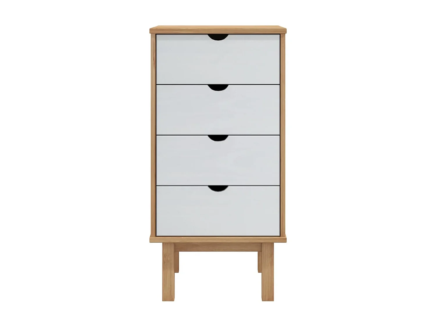 Cómoda  marrón y blanca 45x39x90 cm madera maciza de pino