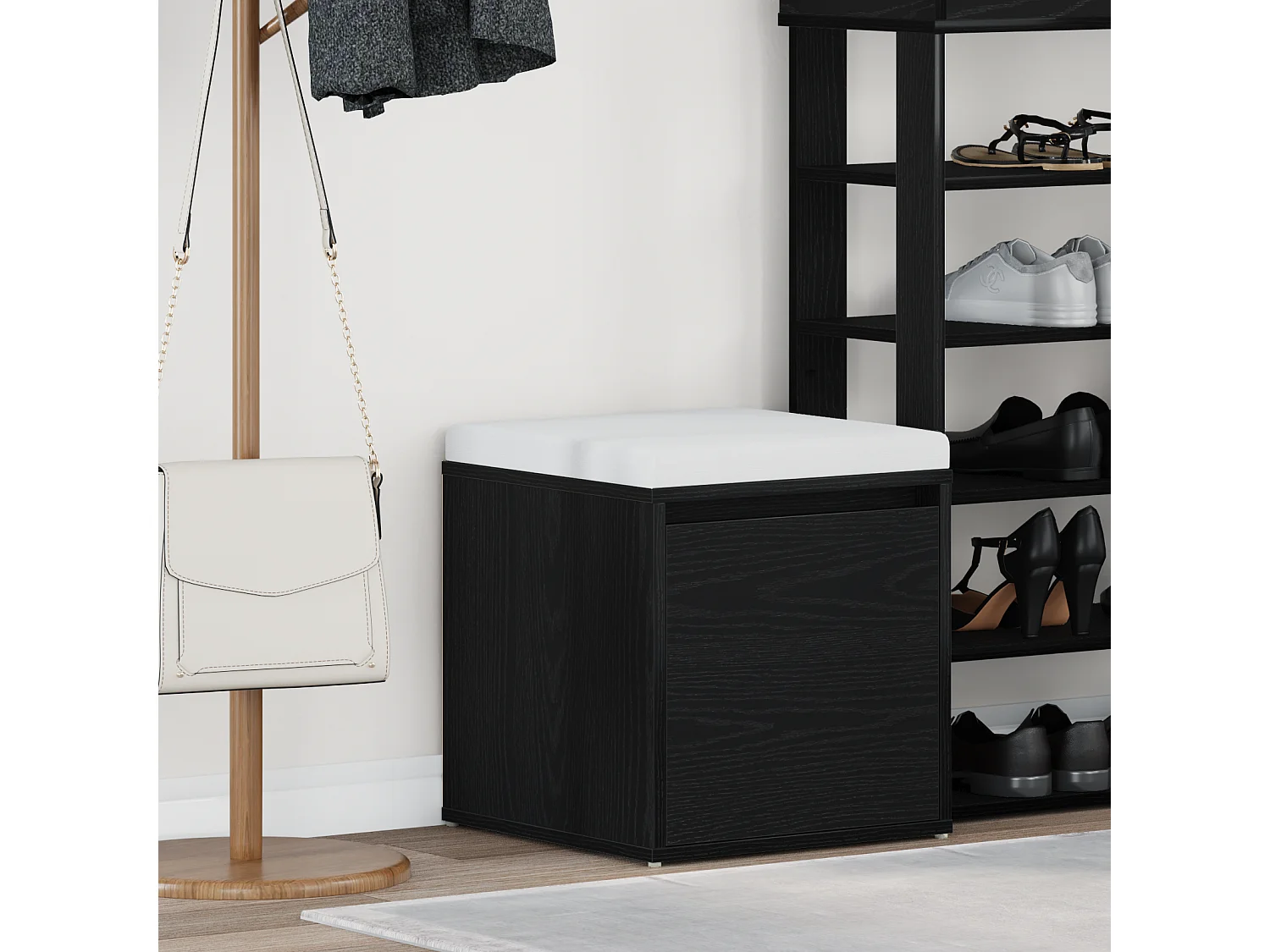 Tiroir en Bois Noir 40,5x40x40 cm en Bois d'Ingénierie