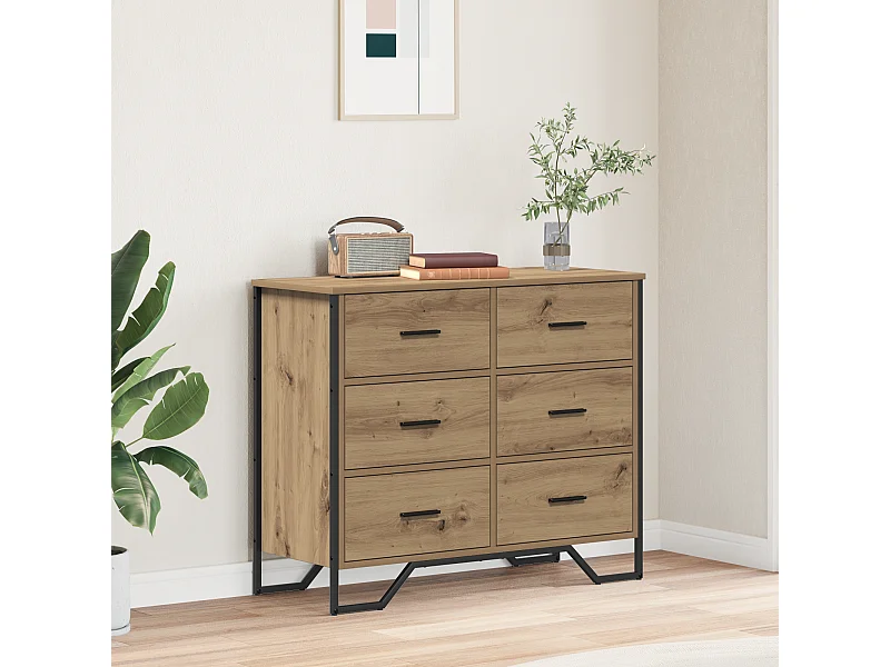 Cassettiera in rovere realizzata artigianalmente 91x35,5x74,5 cm Legno ricostituito