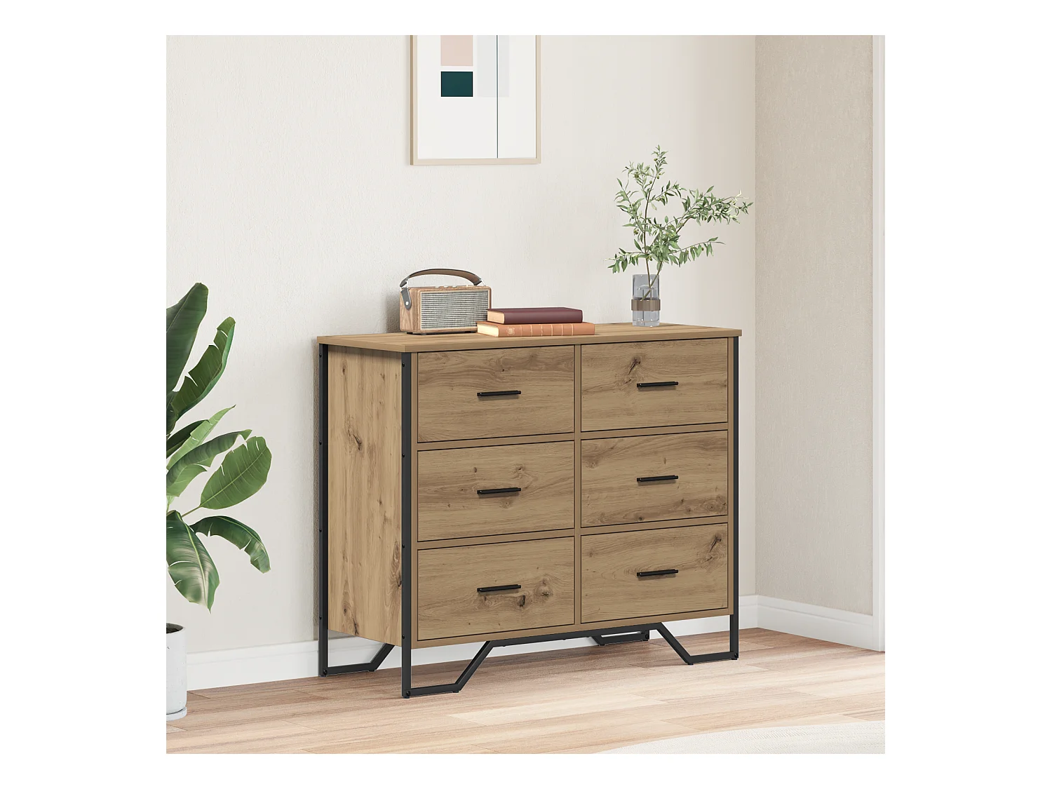 Commode Chêne artisanal 91x35.5x74.5 cm Bois reconstitué