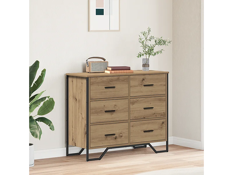 Ladekast Handgemaakt eikenhout 91x35,5x74,5 cm Gereconstrueerd hout