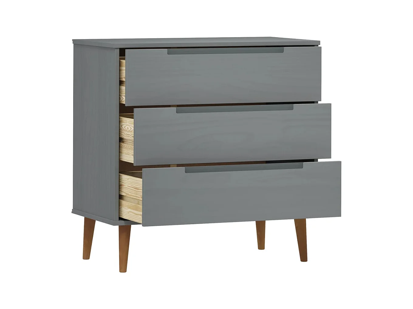 Grijze ladekast 80x40x80 cm Massief grenenhout