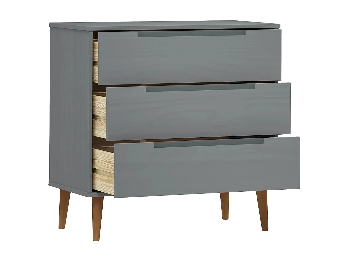 Commode Gris 80x40x80 cm Bois de pin massif