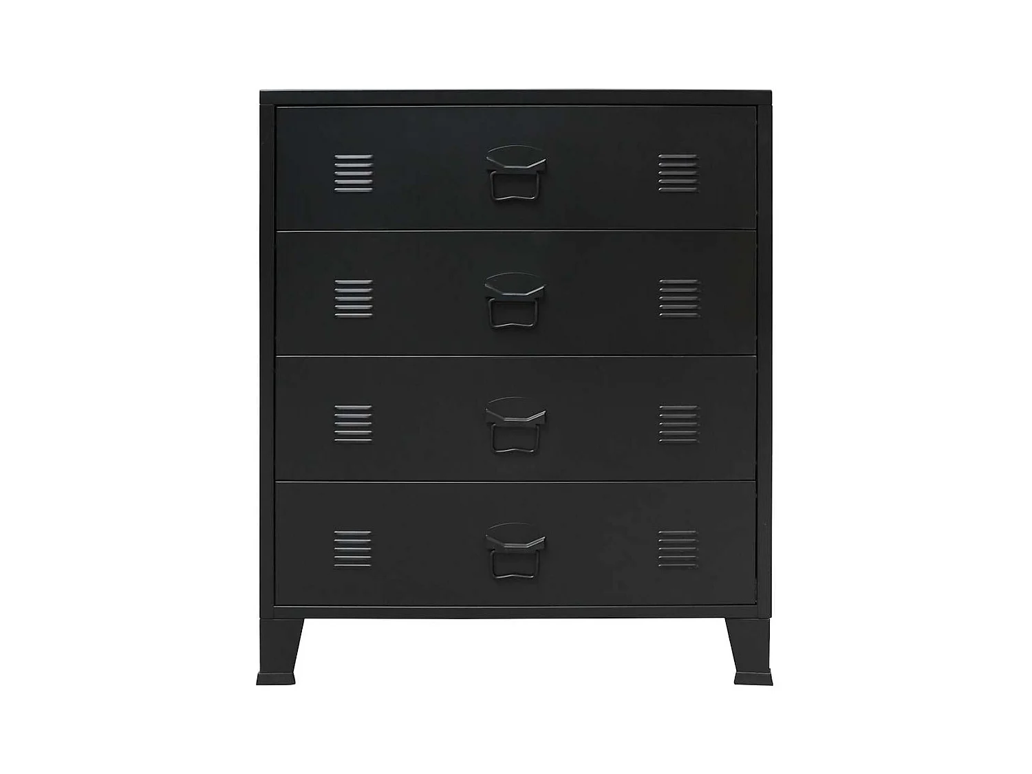 Cassettiera in metallo stile industriale 78x40x93 cm nera