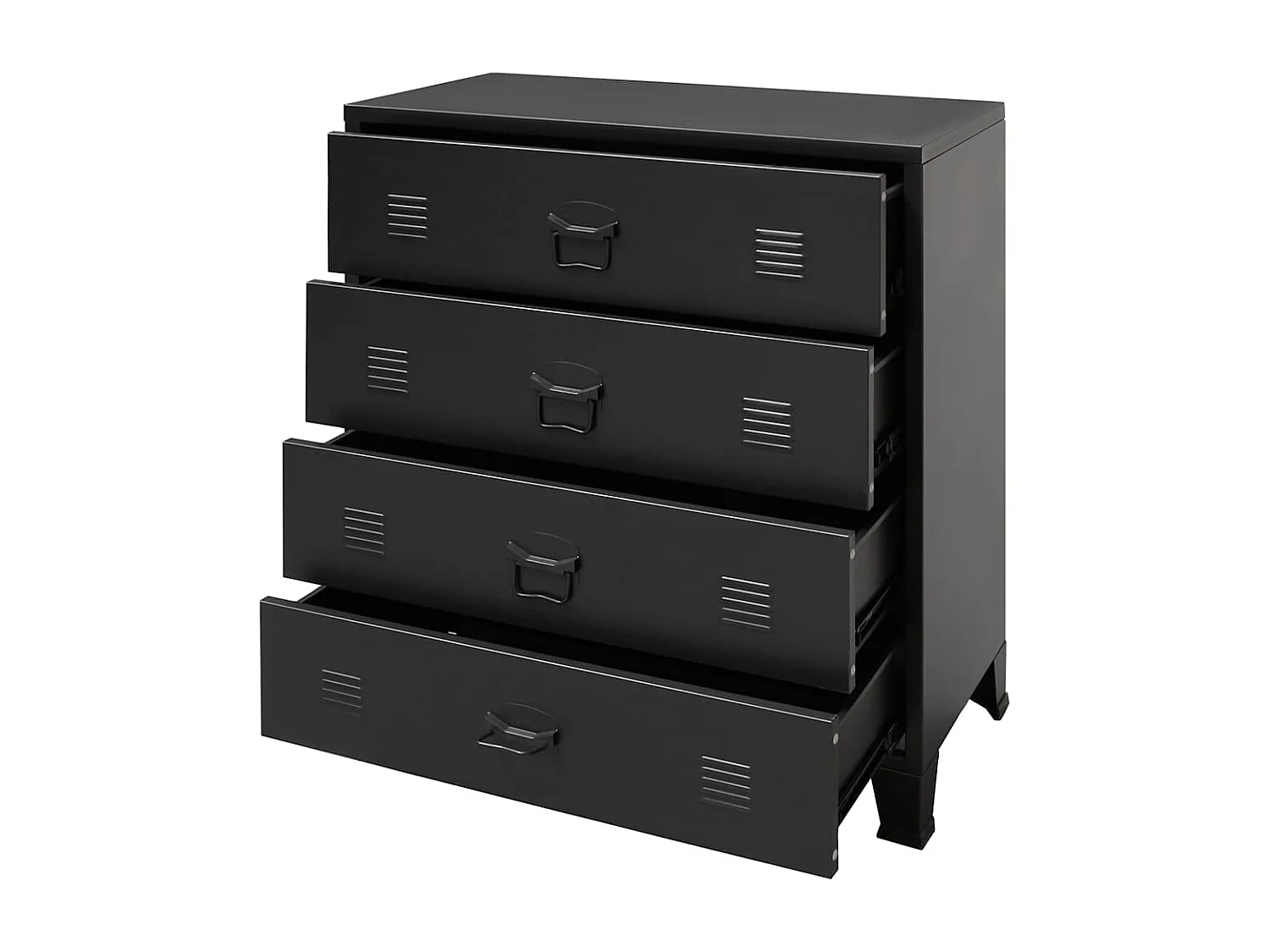 Commode à tiroirs Métal Style Industriel 78x40x93 cm Noir