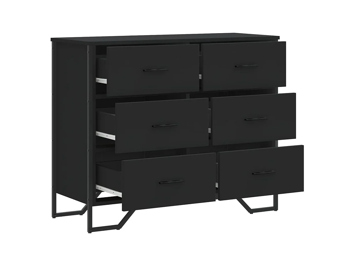 Cassettiera nera 91x35,5x74,5 cm in legno ingegnerizzato